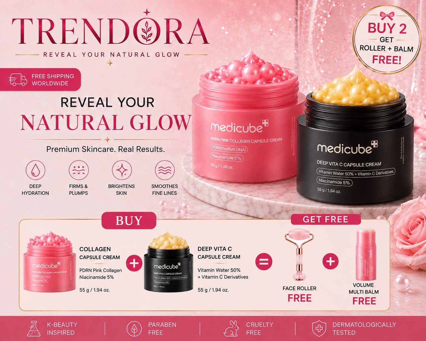 Medicube PDRN Pink Collagen Capsule Cream and deep vita C